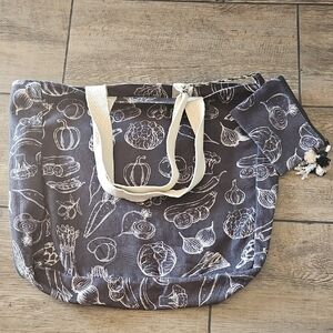 Stylish Black and White Veggies Tote Bag
